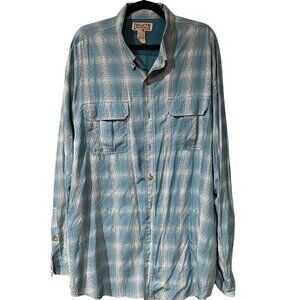 Duluth Trading Blue/White Plaid Button Down Shirt | 2XL Tall